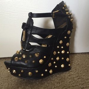 Black studded wedge
