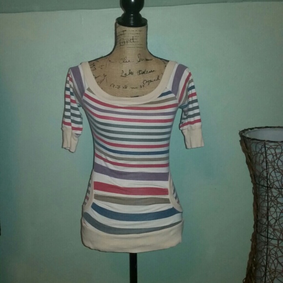 Striped short sleeved top