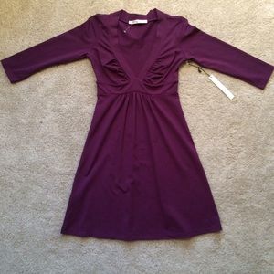 Susana Monaco purple 3/4 v-neck dress