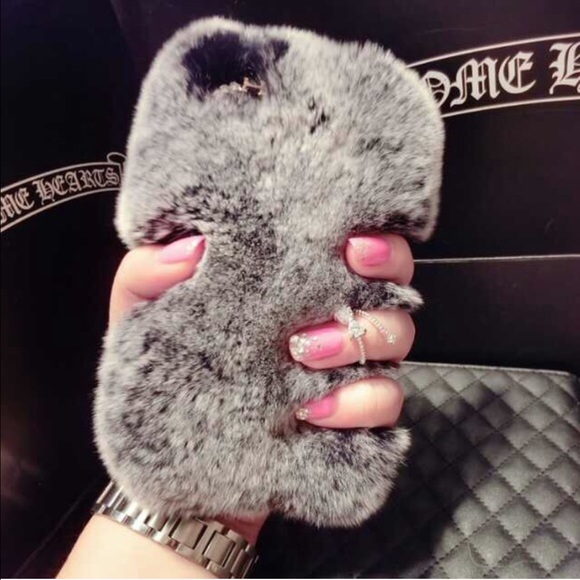 iPhone 6 Plus / 6s Plus Fur Case 🎈 Gray 🎈✨