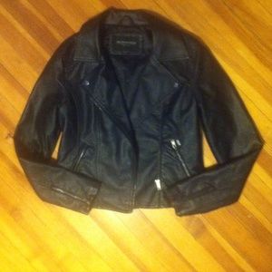 Obey Black Leather Jacket (rarely worn, like new)