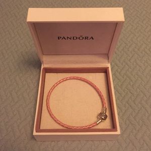 Pandora pink single leather bracelet
