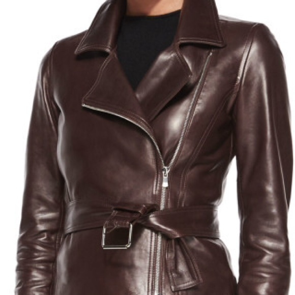 THEORY Burliny Tie-Waist Leather Jacket - Picture 3 of 4