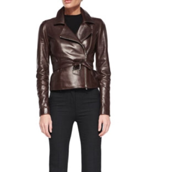 THEORY Burliny Tie-Waist Leather Jacket - Picture 4 of 4