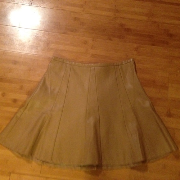 Camel colored faux leather skater skirt