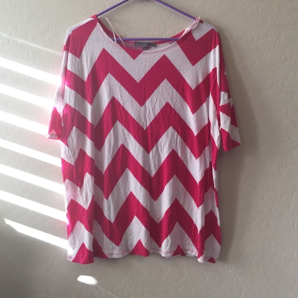 Pink and white Chevron Top