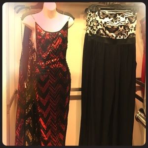 Sequence strap / black and white and silver dress