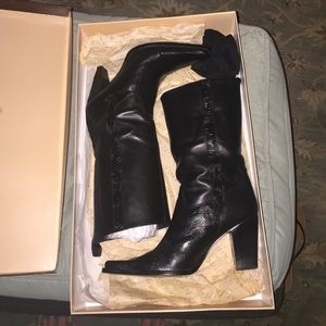 Antonio Melani Black Leather Cowboy Style Boots