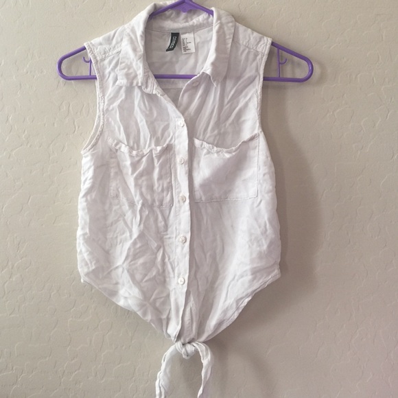 White Button up Top with Tie Bottom