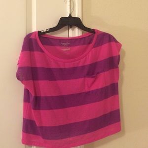 Pink and purple striped top