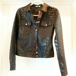 Chocolate Brown Faux Leather Jacket