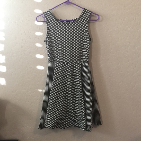 Black and white polka dot skater dress