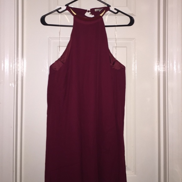 Gold-Banded Halter Shift Dress