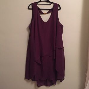 Plum Asymmetrical High Low Tiered Dress
