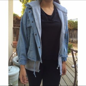 Chambray jacket with hoodie