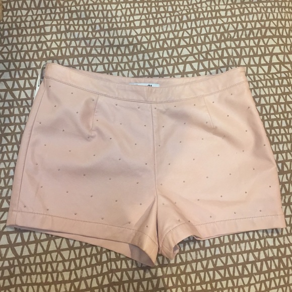 Forever 21 Pants - Dusty pink pleather beaded shorts