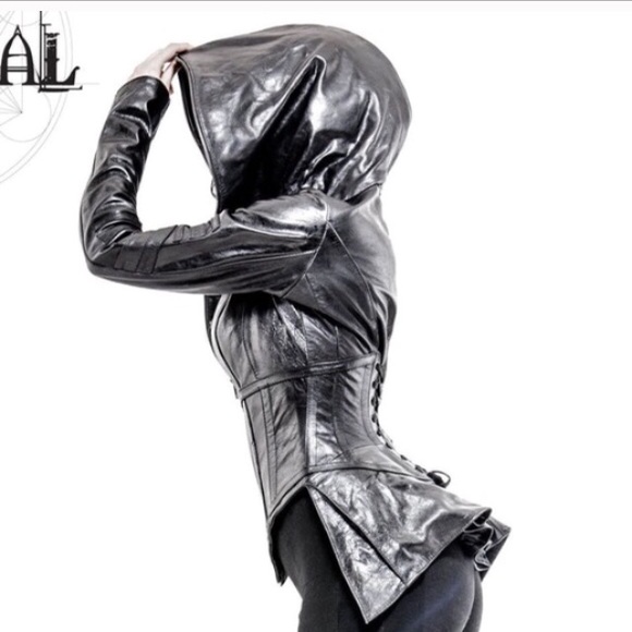 ❤️HP❤️ NWOT corset hooded leather jacket HOT - Picture 3 of 4