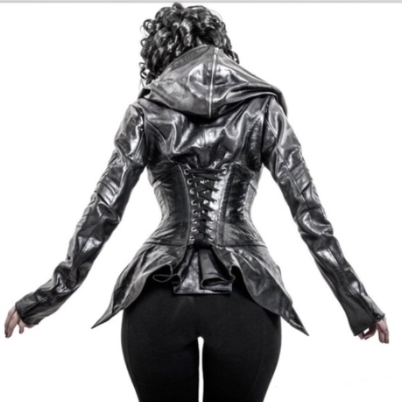 ❤️HP❤️ NWOT corset hooded leather jacket HOT - Picture 4 of 4