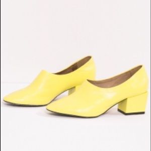 Yellow kitten heels