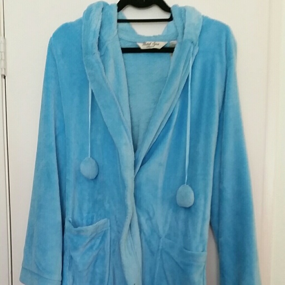 Fluffy light blue robe