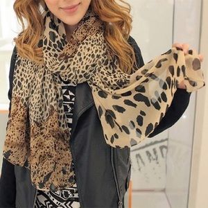 Animal Print Chiffon Scarf