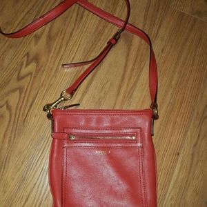 Coach red-orange leather crossbow small