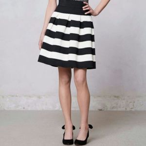 Anthropologie Ponte Scallop Striped Skirt