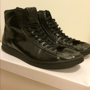 Black Patent-Look Sneakers