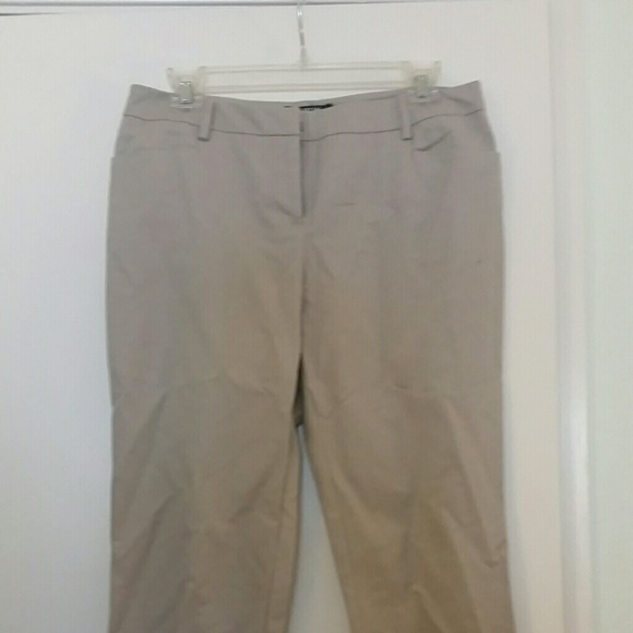 Beige professional woman's ankle pants