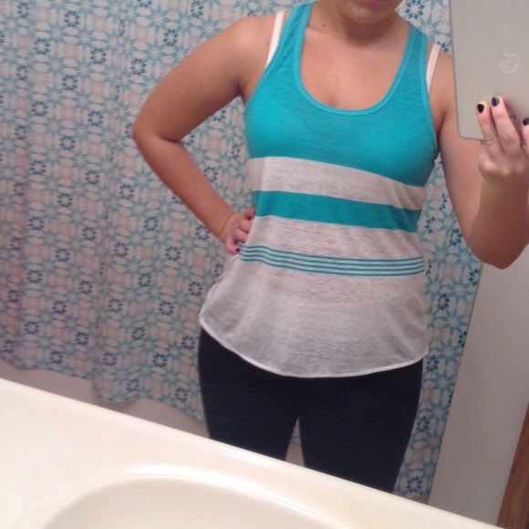 Teal striped ae tank