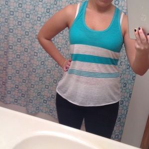 Teal striped ae tank