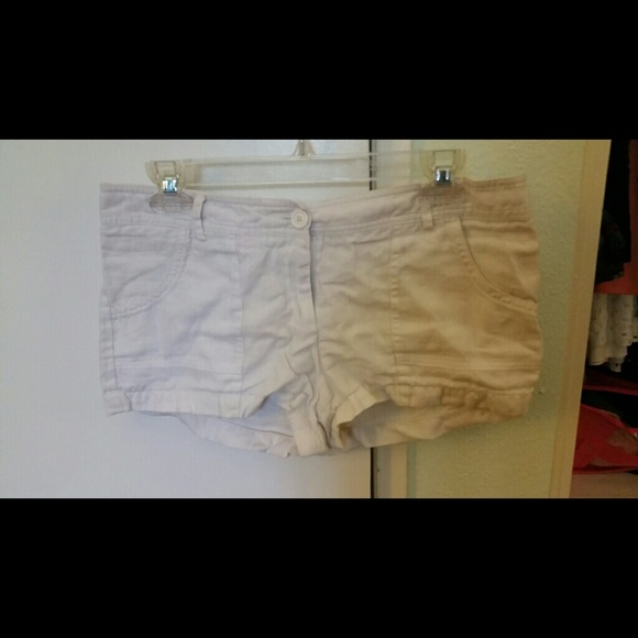 White linen shorts