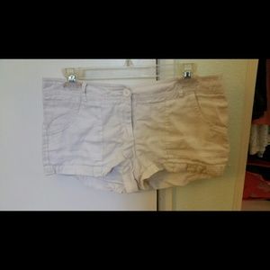 White linen shorts