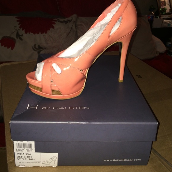 Coral colored H by Halston Miranda peep toe Pump