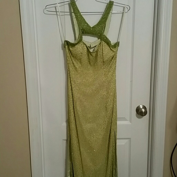 Scala Dresses & Skirts - Lime green chartreuse beaded gown