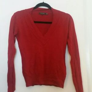 Red V neck sweater