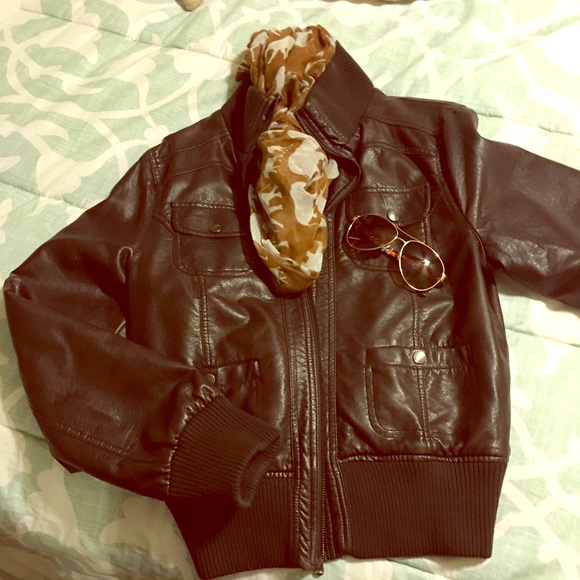 Dark Brown faux leather jacket