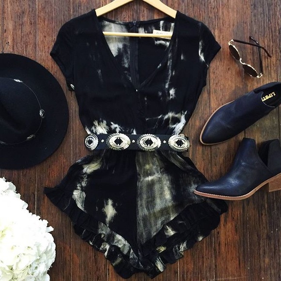 Black Tie-Dye Playsuit NWT - Picture 2 of 3