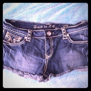 Grace in LA rhinestone and stud shorts