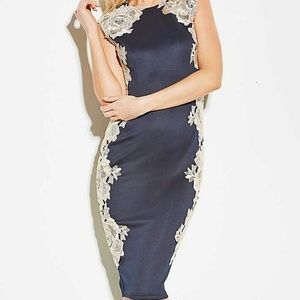 SOLD NWT AX Paris Navy Lace Bodycon Midi Dress