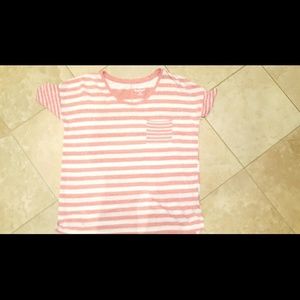 Pink and white stripped boyfriend tee