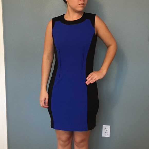 Calvin Klein black and blue sheath dress - Picture 1 of 4