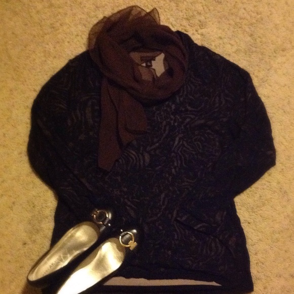 Dana Buchman black lace blouse