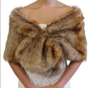 Brown faux fur shawl