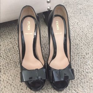 Fendi black open toe shoes