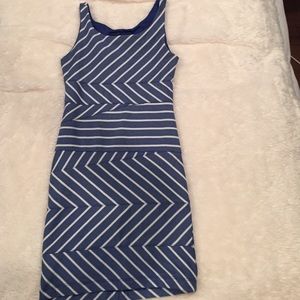 bodycon black and blue striped dress