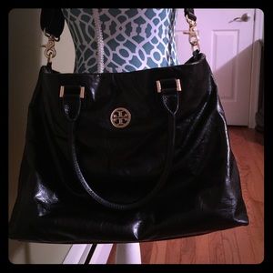 Tory Burch Black Leather Dena Tote
