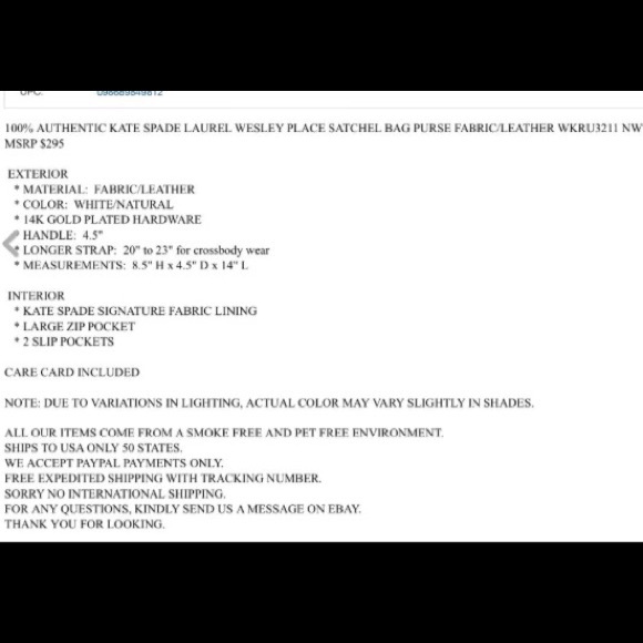 🎉SOLD🎉 KateSpade Leather/Fabric Bag - Picture 4 of 4