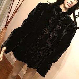 Embroidery velvet jacket