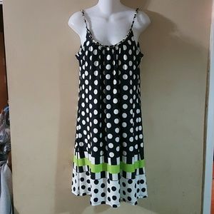 MSK  dress, black, white and lime green.